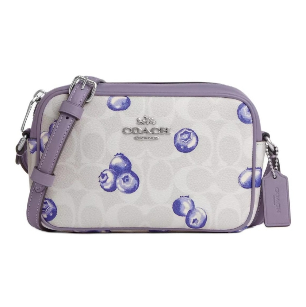 Mini Jamie Camera Bag In Signature Canvas With Blueberry Print